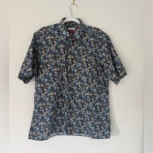 Maus & Hoffman Liberty Made in Italy Navy Abstract Floral Button Down Shirt L